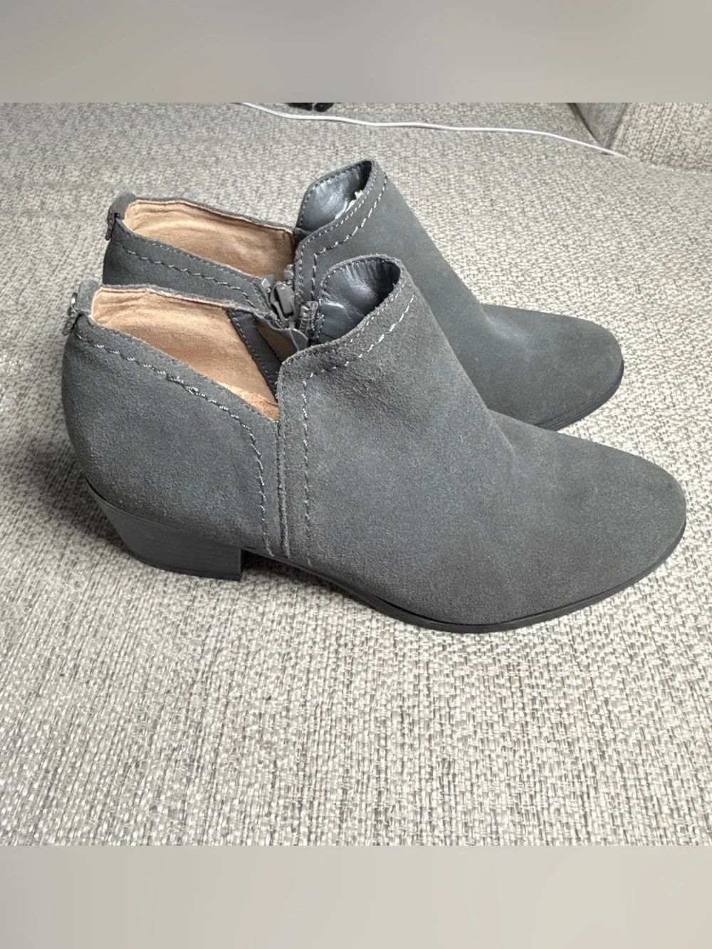 Naturalizer Gray Suede Ankle Booties